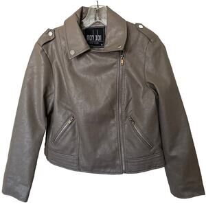 Faux Leather Jacket Gray Women’s Size M Zippers Rori Gilmore